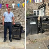 Councillor Dan Thomas placed his own residential wheelie bin in the town square during the Made in Shropshire Market