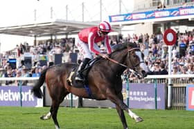 Saber Strike winning at Newmarket