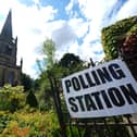A polling station sign