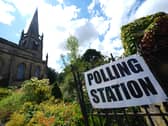 A polling station sign