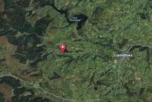 Satellite graphic showing where Glynhafren is in relation to Llanidloes. UK Grid Reference Finder.