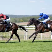 Shayem (left) on his way to victory at Goodwood