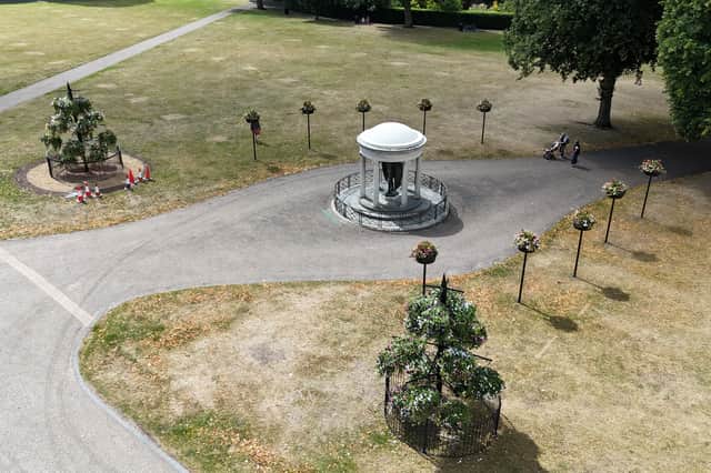 This photo of the dried out lawns in the Quarry, Shrewsbury was taken this July