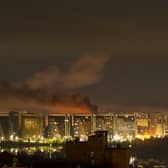 Smoke rises over Kyiv