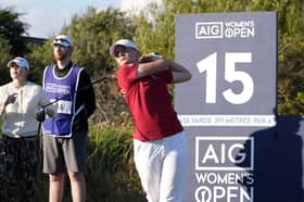Lauren Crump tees off the 15th during day one of the AIG Women's Open