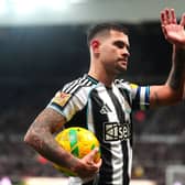 Bruno Guimaraes waves to Newcastle fans