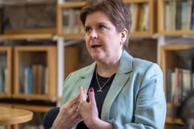 Nicola Sturgeon speaks to journalists
