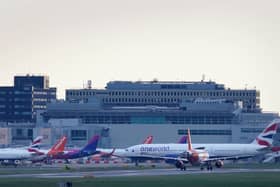 Passenger planes at Gatwick Airport