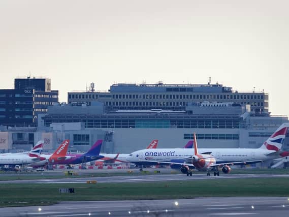 Passenger planes at Gatwick Airport
