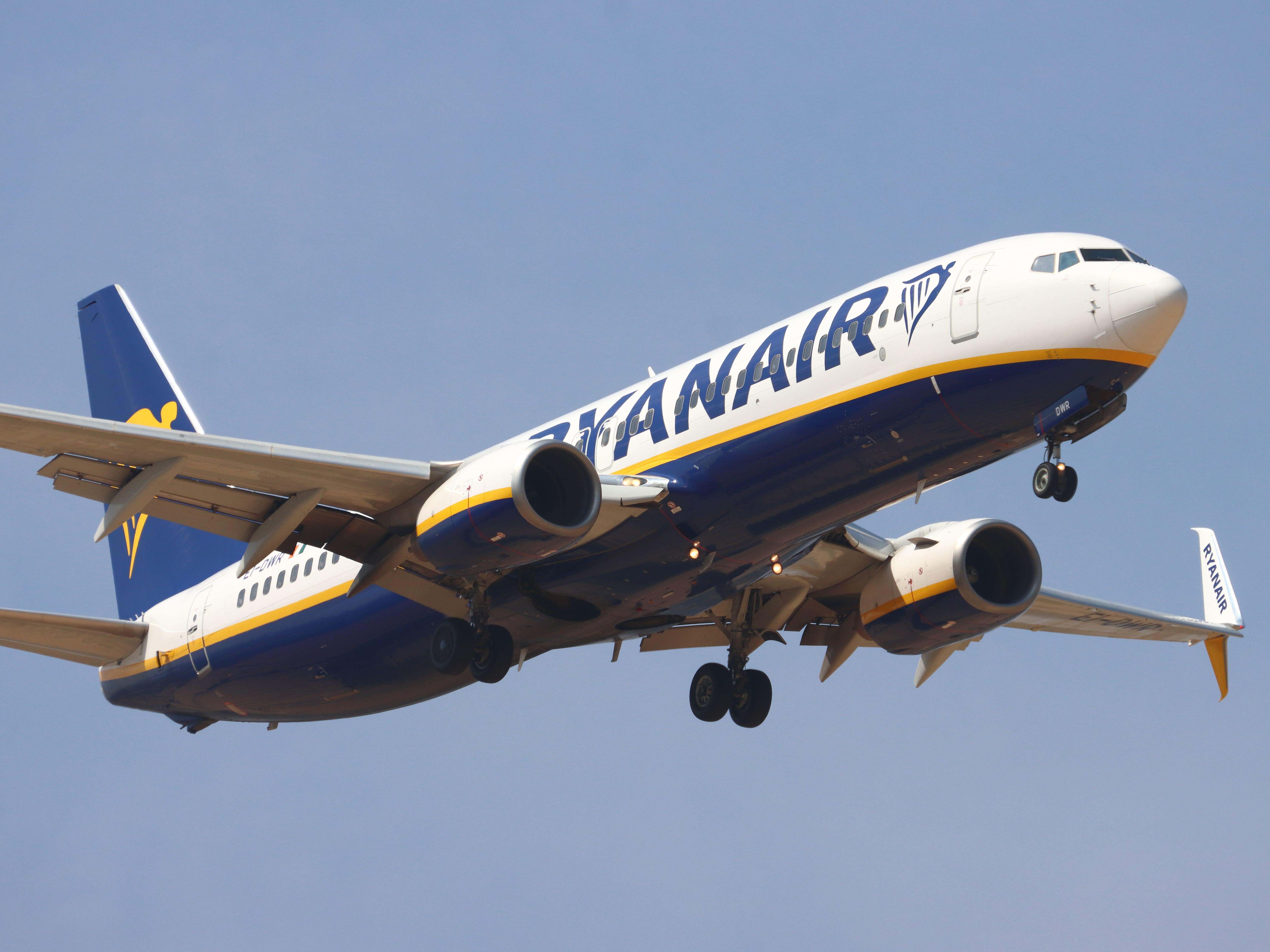 A Ryanair plane in flight