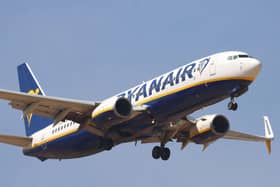 A Ryanair plane in flight