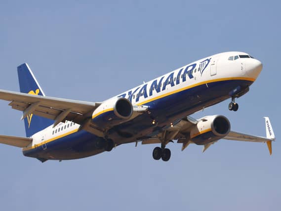 A Ryanair plane in flight