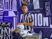 New Albion signing Felix Horn Myhre poses in Baggies colours for the first time after his £2.5million transfer from SK Brann.