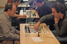 Nick Rutter, left, and Nigel Ferrington, doing battle here in a past tournament, have both been Shropshire chess’ individual champion multiple times