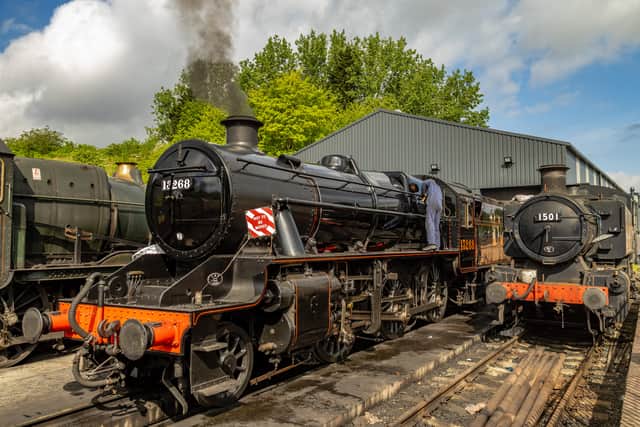 Stanier Mogul LMS No. 13268 being prepared for service at Bridgnorth yard