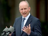 Taoiseach Micheál Martin speaks to members of the media at Farmleigh House, Dublin