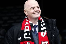 FIFA president Gianni Infantino pictured at a Crusaders match in March 2025