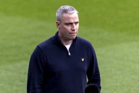 Wycombe manager Michael Duff on the pitch