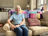 Neuadd Maldwyn resident Jenny in her living room.
