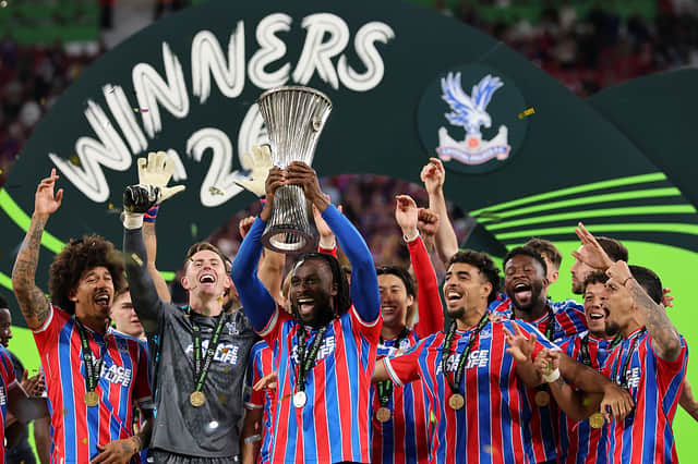 Evann Guessand has re-joined Crystal Palace on loan who he won the Uefa Conference League with in May (Photo by Alex Grimm/Getty Images)