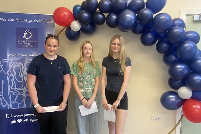 Ysgol Calon Cymru students with their A level results