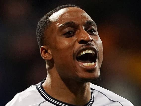 Victor Adeboyejo shouts while playing for his former club Bolton