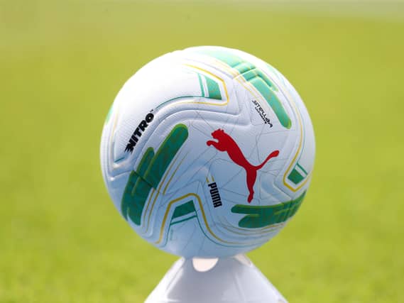 A general view of a football on a pitch