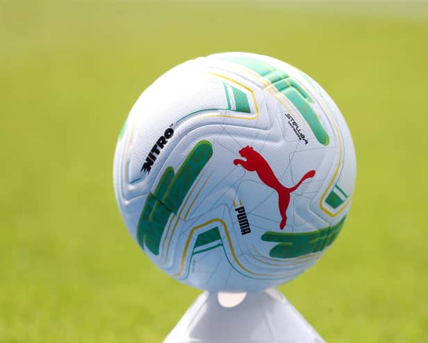 A general view of a football on a pitch