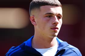 Jake Evans warms up for a game with his parent club Leicester