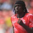 Tyreece Campbell warms up ahead of Charlton's game against Derby