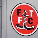The Fleetwood Town logo on the stadium