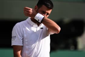 Novak Djokovic in action at Wimbledon 2026