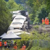 The derailed train