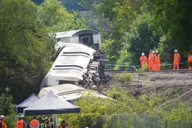 The derailed train