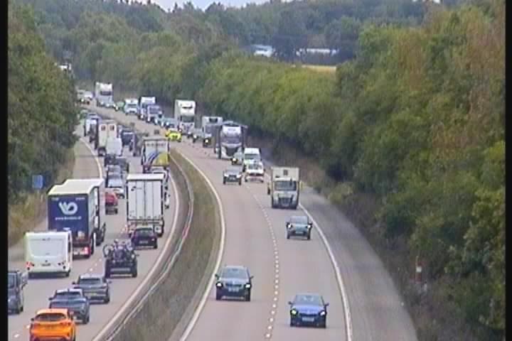 Major delays on M54 with traffic queuing westbound