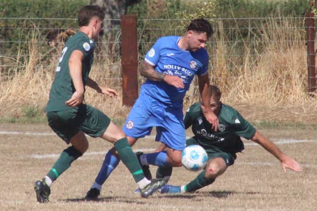 Radnor Valley struggle to get to grips with Cefn Albion during their 4-2 defeat (Picture: Stuart Townsend)