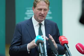 Justice Minister Jim O’Callaghan speaks to the media