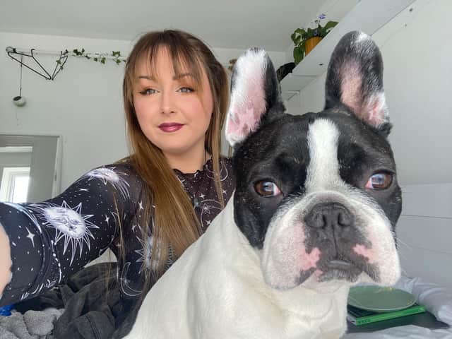 Libby Burgwin with nine-year-old French Bulldog called TJ.