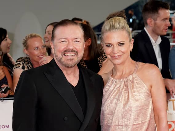 Ricky Gervais and Jane Fallon at the National Television Awards in 2021