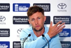 England’s Joe Root during a press conference at Headingley