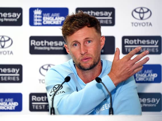 England’s Joe Root during a press conference at Headingley