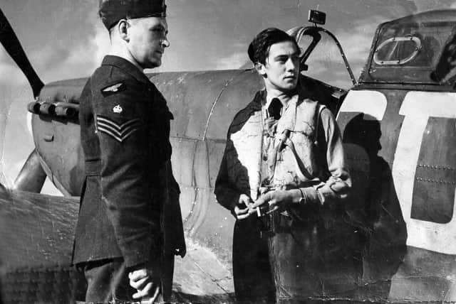 Wally Milne, right, during the filming of “The First of the Few.”