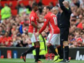 Manchester United’s Wayne Rooney replaces Marcus Rashford during a Premier League match at Old Trafford,