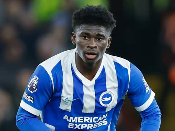 Carlos Baleba in action for Brighton