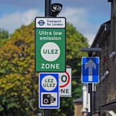 An information sign for the ultra low emission zone in Lewisham, south London