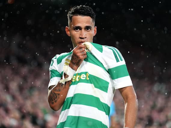 Celtic’s Camilo Duran celebrates scoring their side’s second goal