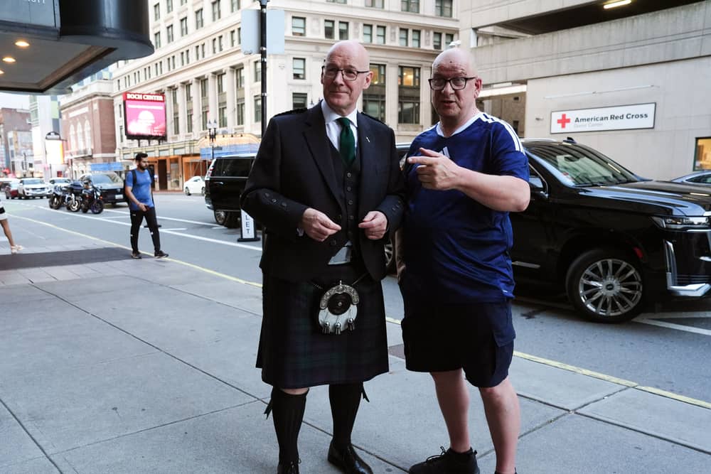 John Swinney in Boston with a Scotland fan
