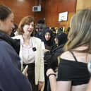 Lucy Powell speaks to young people getting their GCSEs