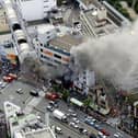 A building on fire