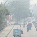 Haze from wildfires blankets the city of Pontianak